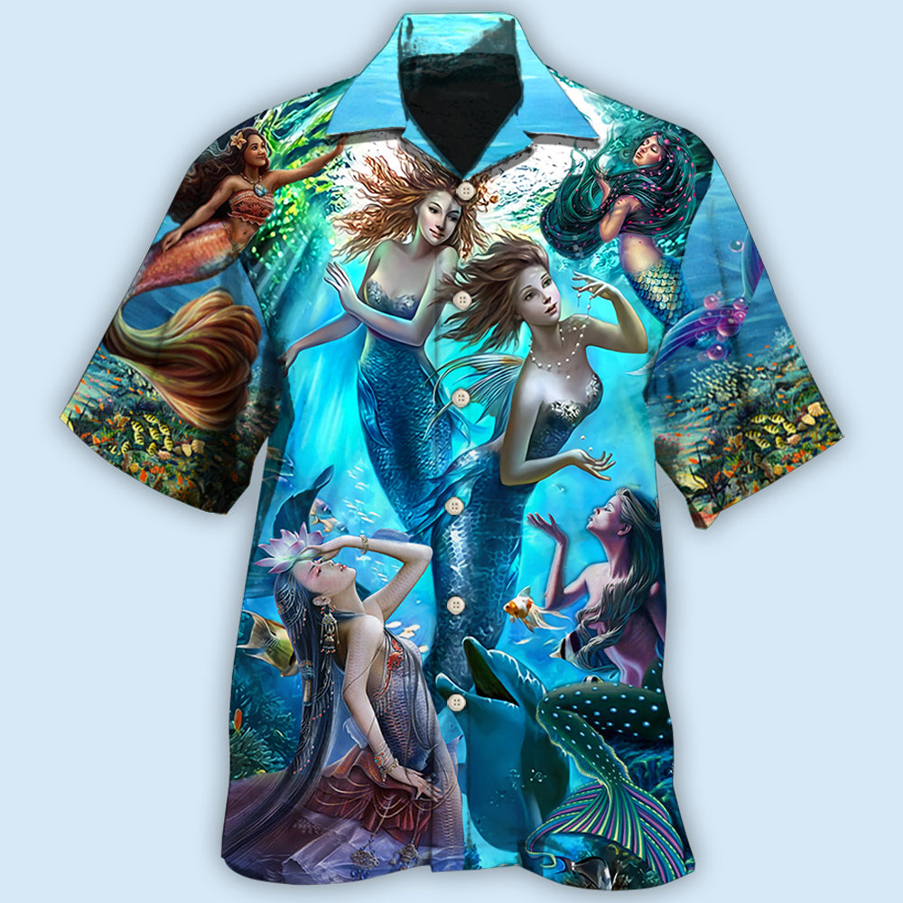 Mermaid Dolphin Fresh Blue Ocean - Hawaiian Shirt - Reefox