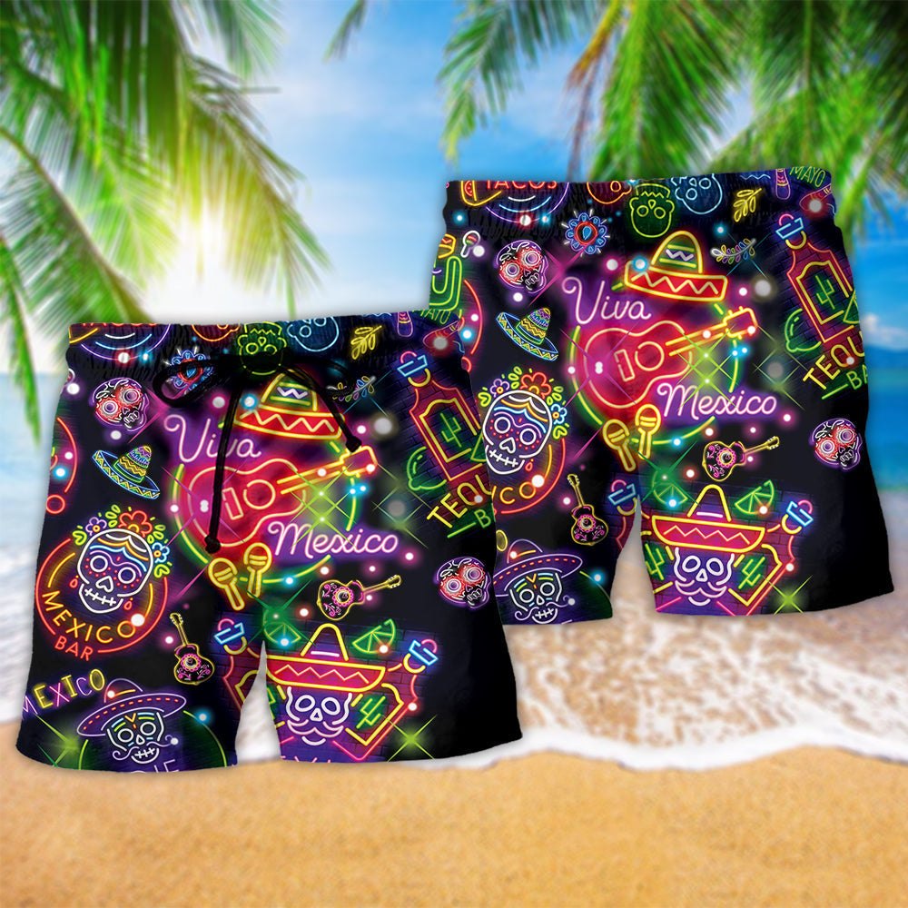 Mexico Neon Color Style Colorful - Beach Short Reefox - Owls Matrix LTD