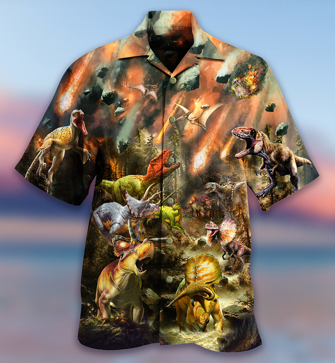 Dinosaur Disastrous War - Hawaiian Shirt - Reefox