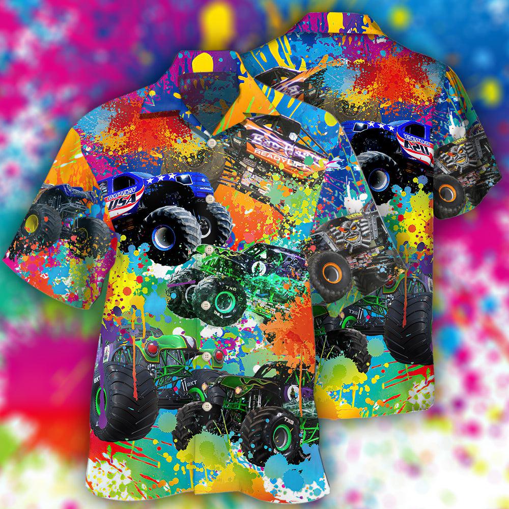 Monster Truck Colorful Painting - Hawaiian Shirt - Reefox
