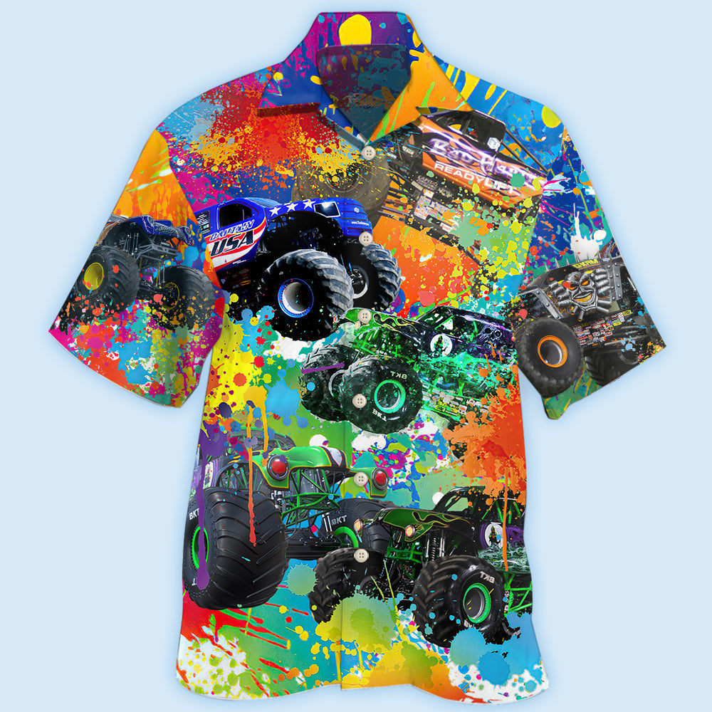 Monster Truck Colorful Painting - Hawaiian Shirt - Reefox