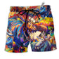Beach Short / Adults / S Moose Beautiful Painting Color Style - Beach Short Reefox - Owls Matrix LTD