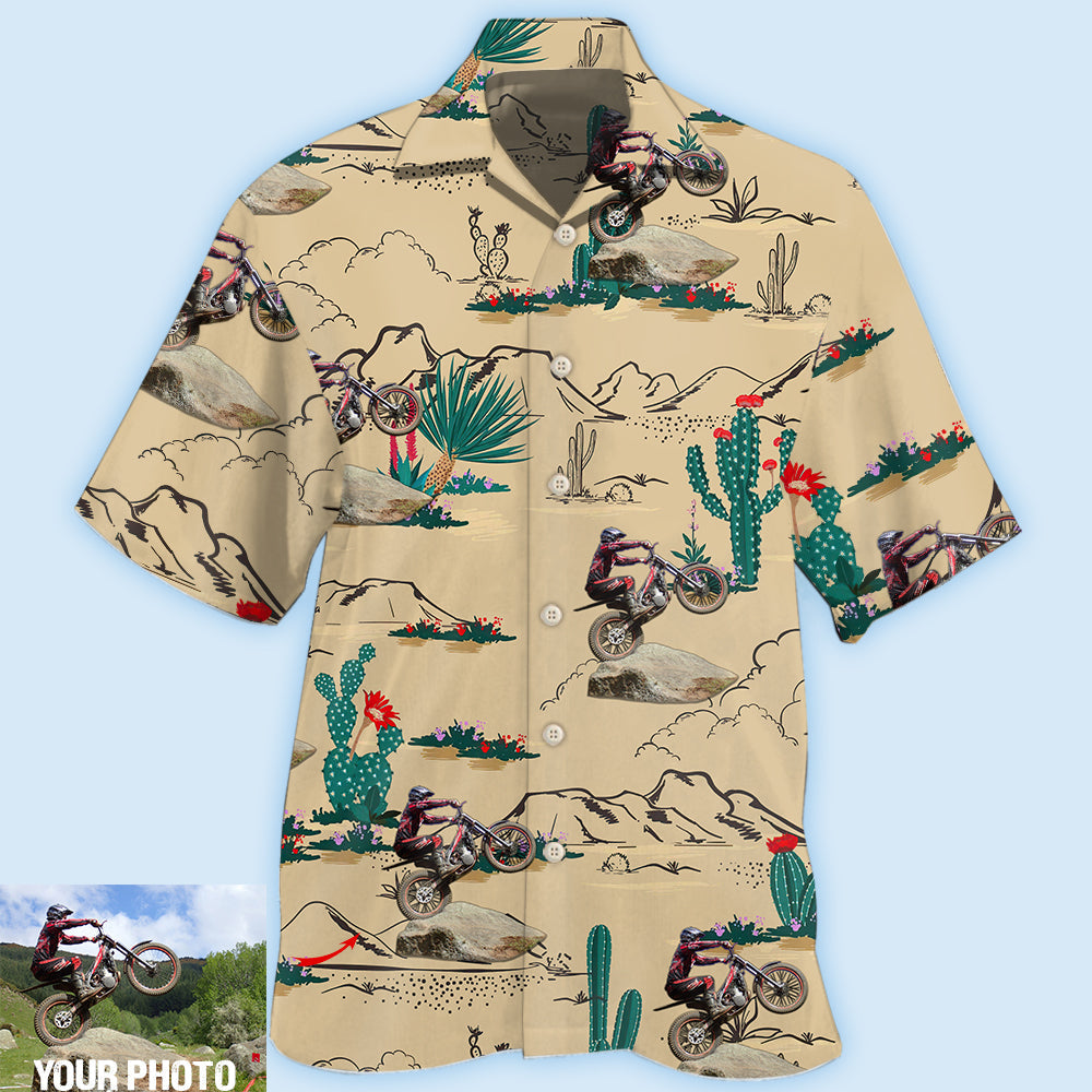 Motorcycle Trials Desert Mountain Custom Photo - Hawaiian Shirt - Reefox