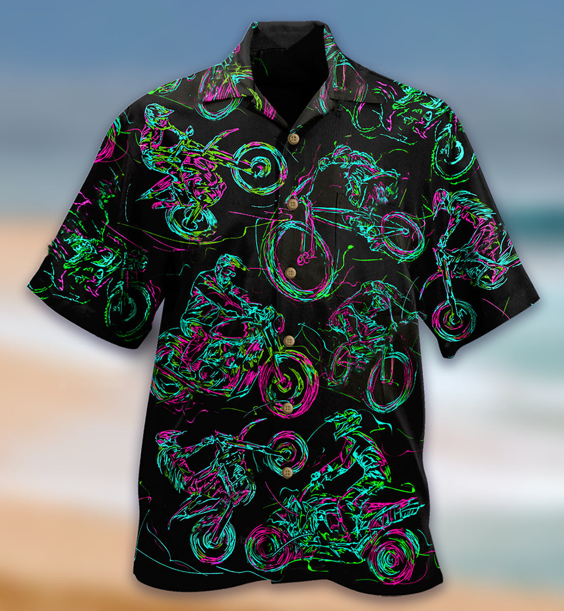 Motorcycle Lover Neon Light - Hawaiian Shirt - Reefox