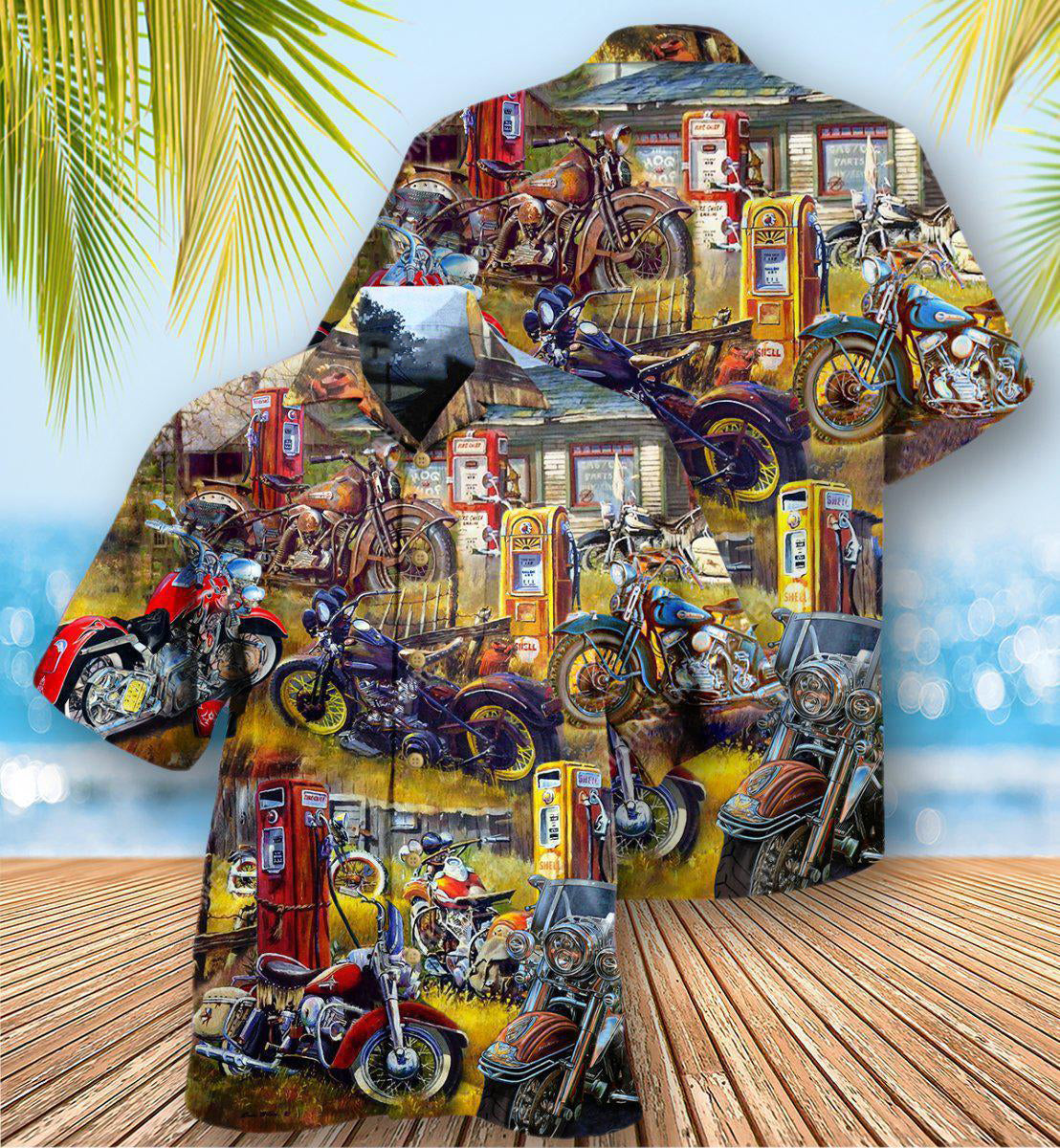 Motorcycle In The Field In The Sunset - Hawaiian Shirt - Reefox