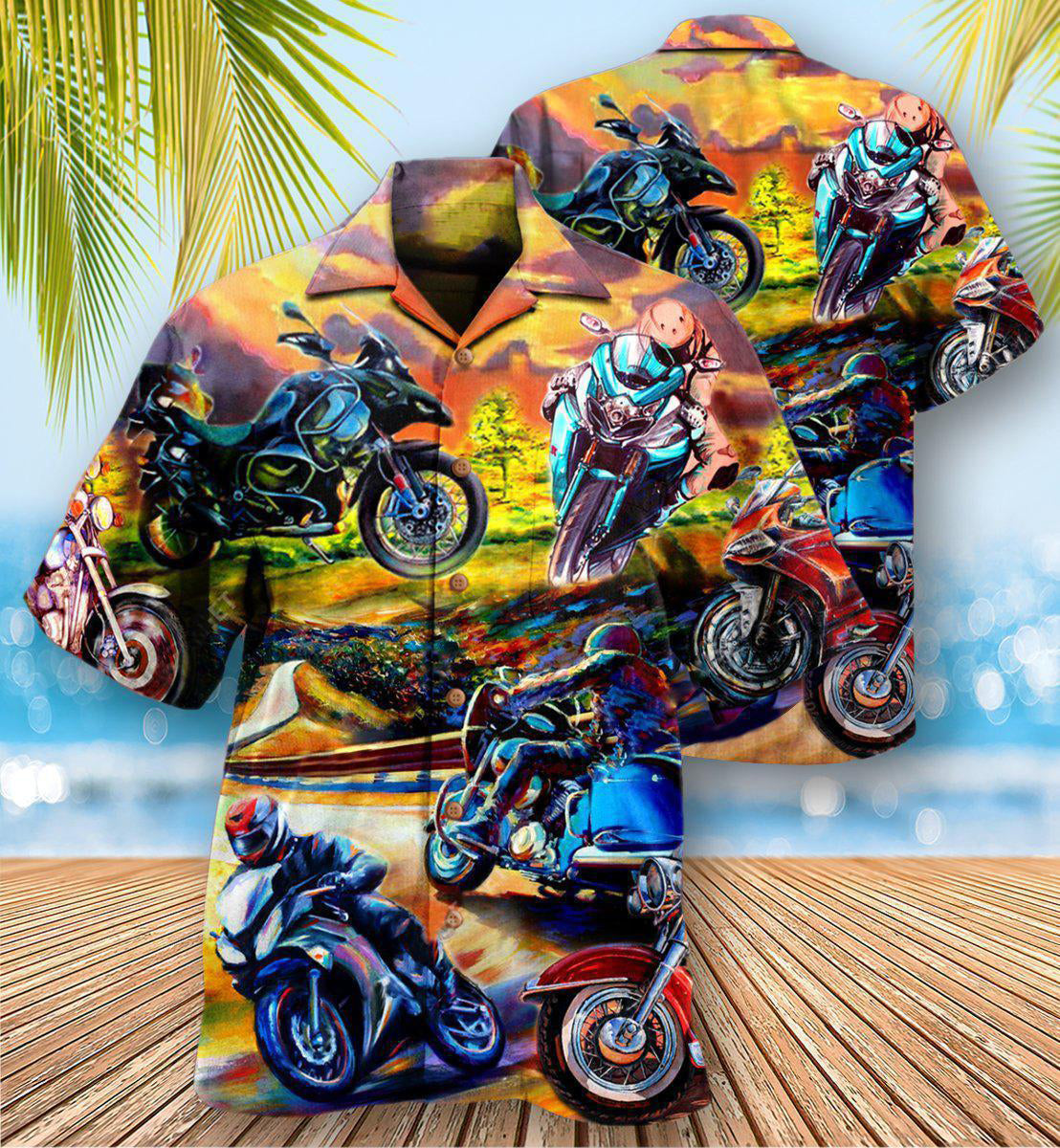 Motorcycle Under The Sunset Romantic - Hawaiian Shirt - Reefox