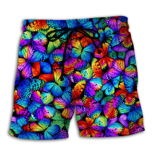 Beach Short / Adults / S Butterfly Multi Bright Butterflies - Beach Short Reefox - Owls Matrix LTD