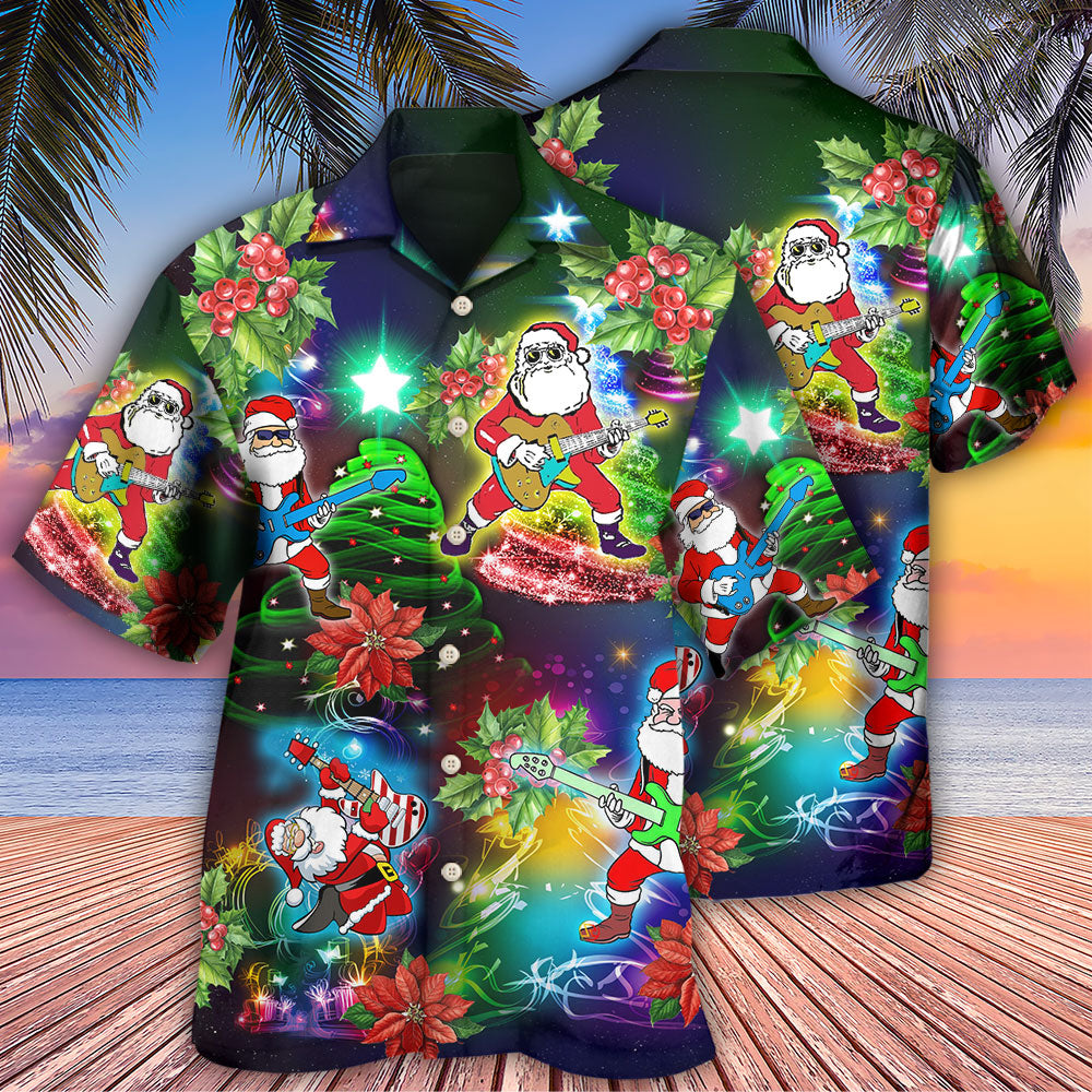 Guitar Music Santa So High Christmas - Hawaiian Shirt - Reefox