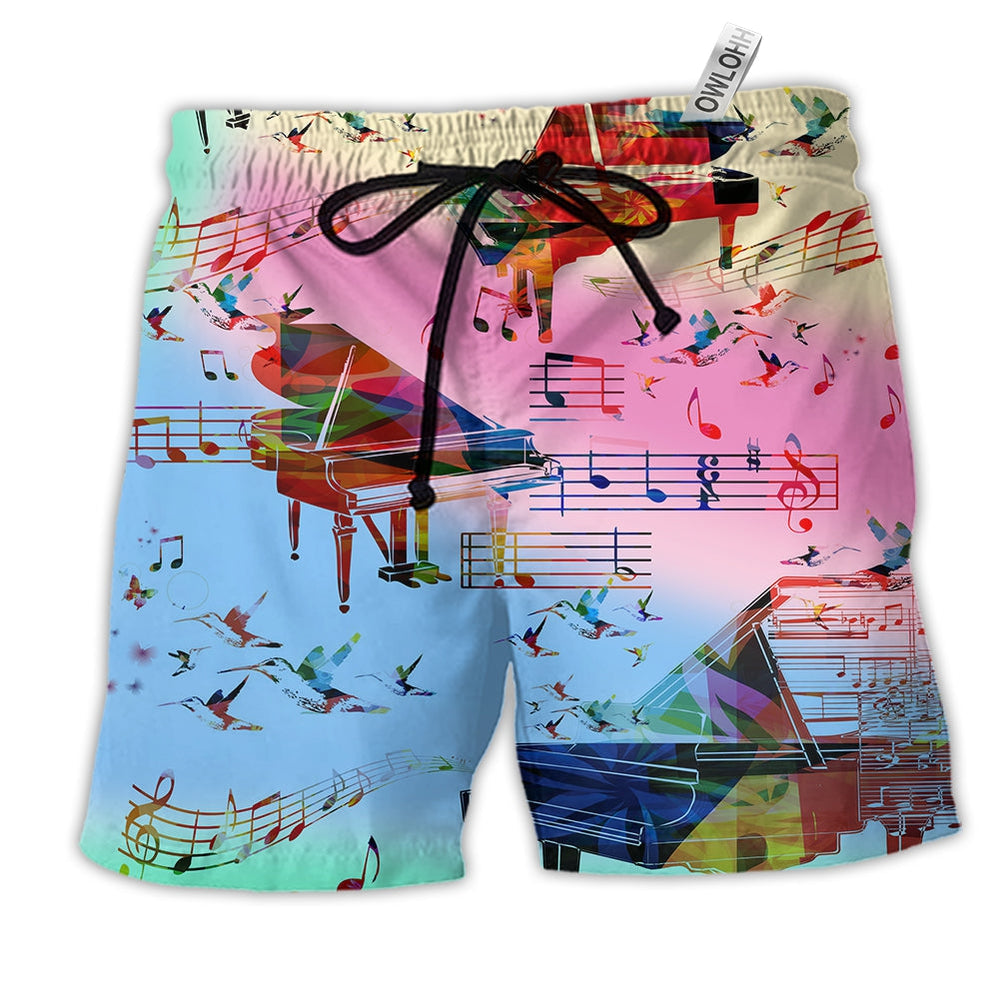 Beach Short / Adults / S Music And Piano My Love My Life Colorful - Beach Short Reefox - Owls Matrix LTD
