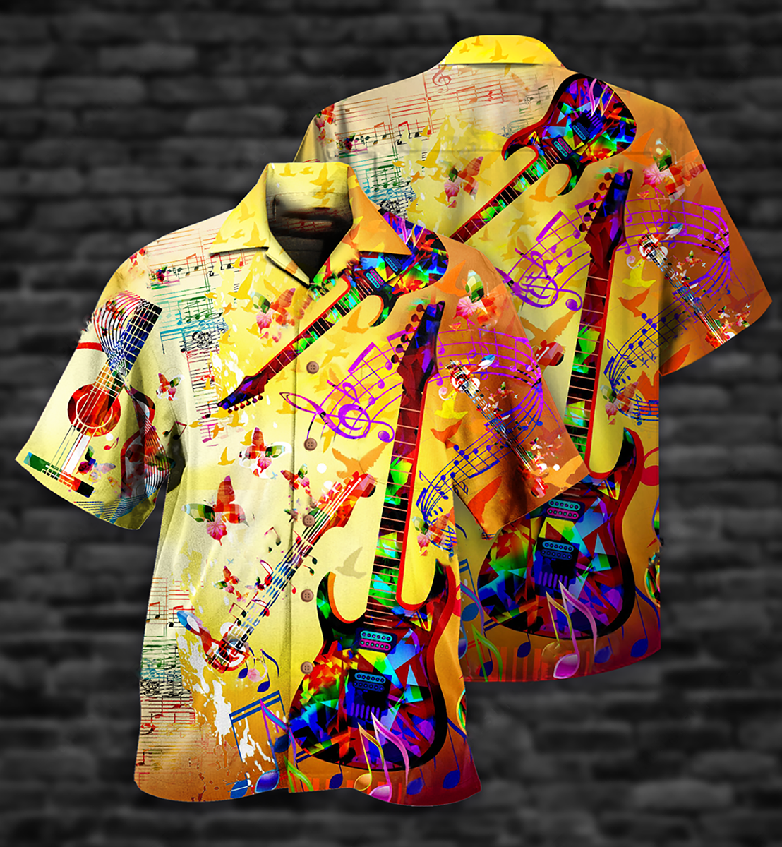 Guitar Love Butterfly - Hawaiian Shirt - Reefox
