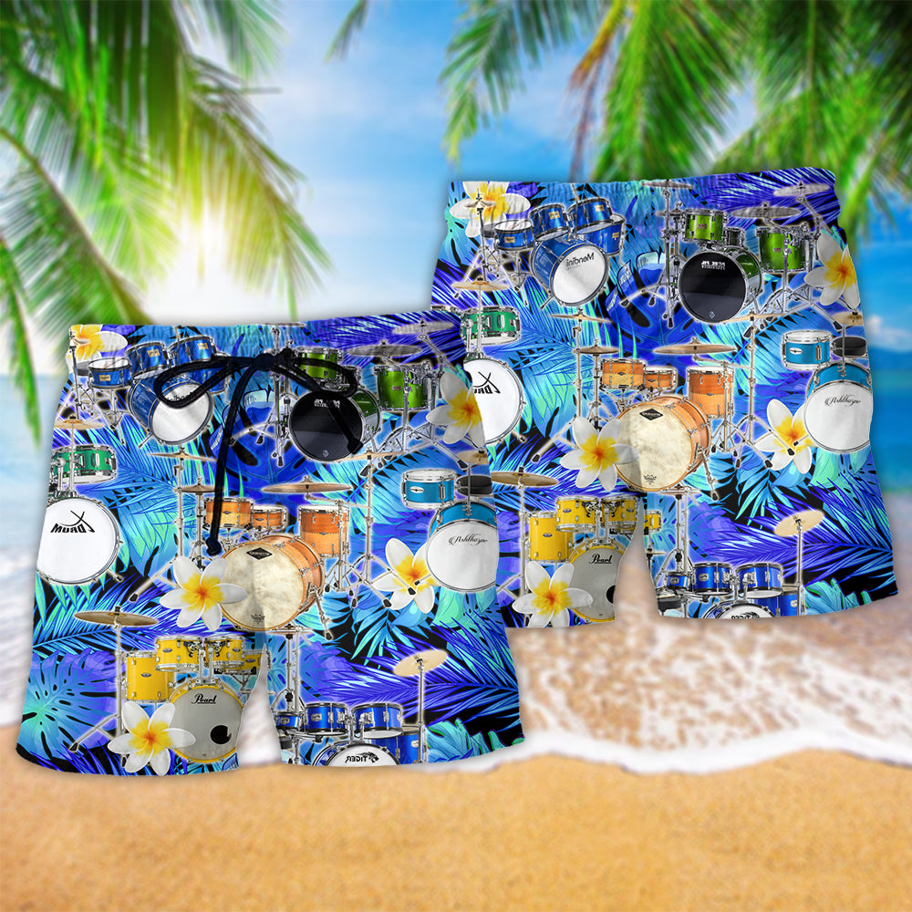 Music Is Better With Drums And Plumerias - Beach Short Reefox - Owls Matrix LTD