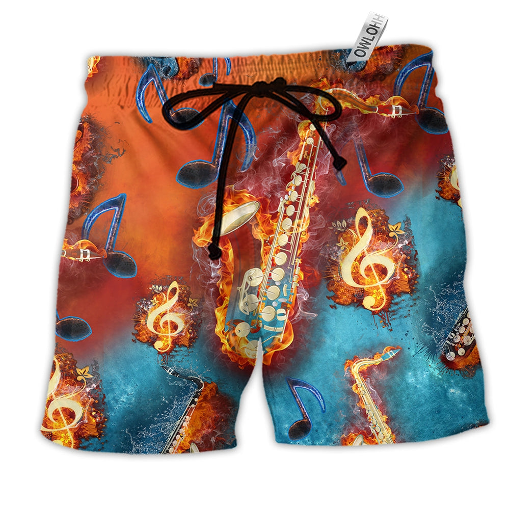 Beach Short / Adults / S Music Love It Red Black - Beach Short Reefox - Owls Matrix LTD