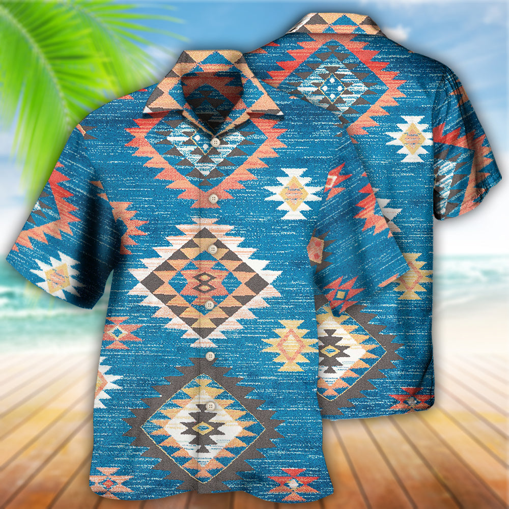 Native Style Love Peace Blue Pattern - Hawaiian Shirt - Reefox