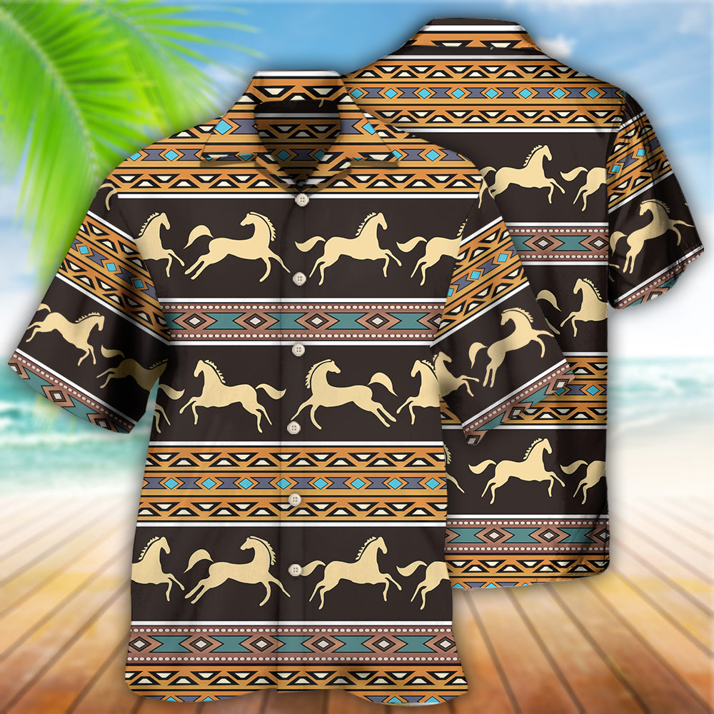 Native Style Love Peace Horse Pattern - Hawaiian Shirt - Reefox
