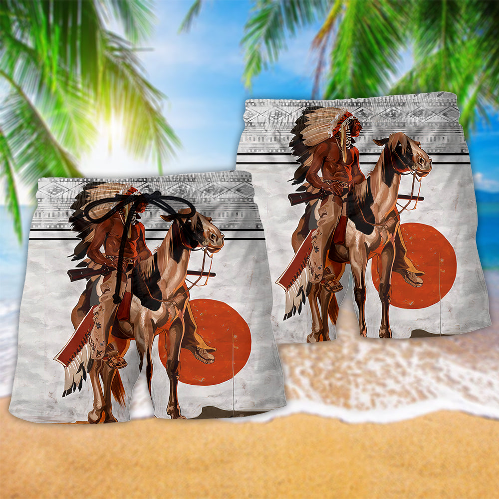 Native Style Love Peace Sun Red - Beach Short Reefox - Owls Matrix LTD