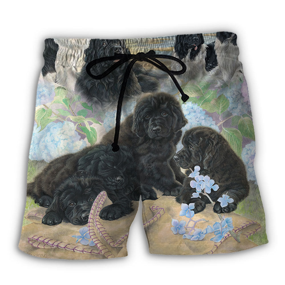 Beach Short / Adults / S Newfoundland Black Dog Floral Lover - Beach Short Reefox - Owls Matrix LTD