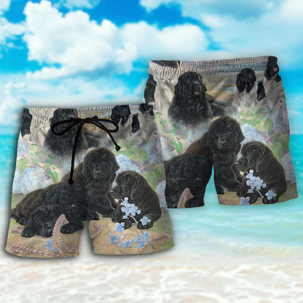 Newfoundland Black Dog Floral Lover - Beach Short Reefox - Owls Matrix LTD