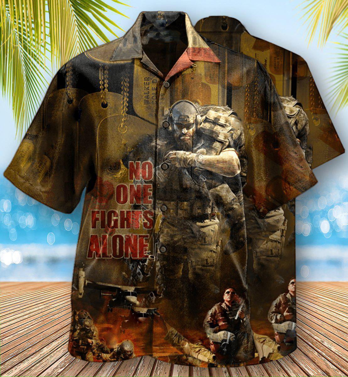 Veteran No One Fights Alone Classic Style - Hawaiian Shirt - Reefox