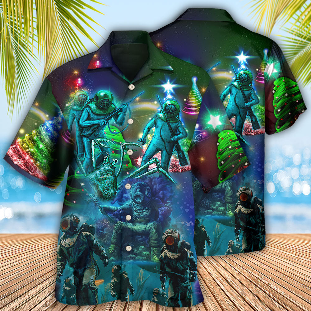 Diving Ocean Merry Christmas - Hawaiian Shirt - Reefox