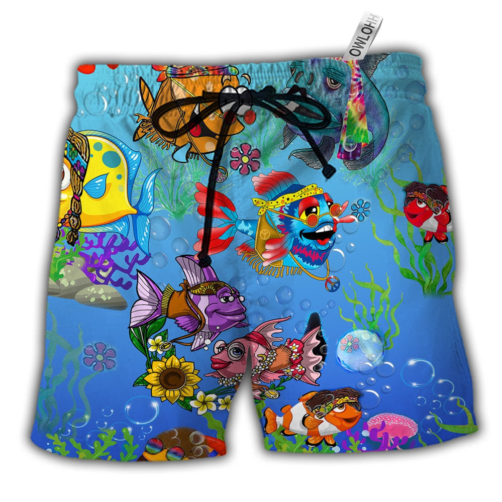 Beach Short / Adults / S Ocean Joy To The Fishes In The Deep Blue Sea Joy To You And Me - Beach Short Reefox - Owls Matrix LTD