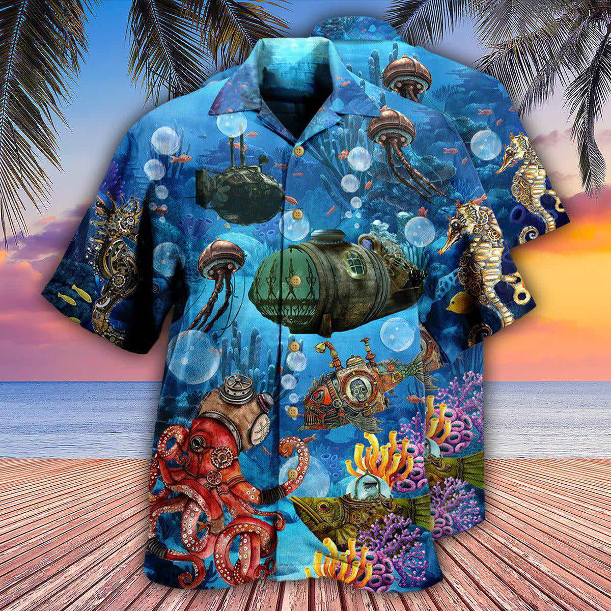 Ocean Steampunk Undersea World - Hawaiian Shirt - Reefox