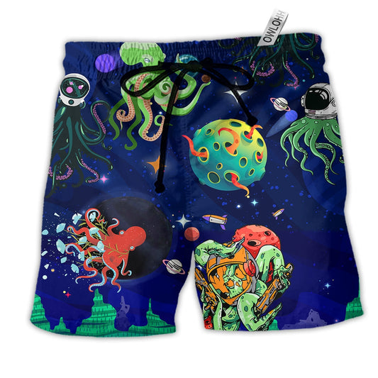 Beach Short / Adults / S Octopus Astronaut Galaxy Cool Style - Beach Short Reefox - Owls Matrix LTD