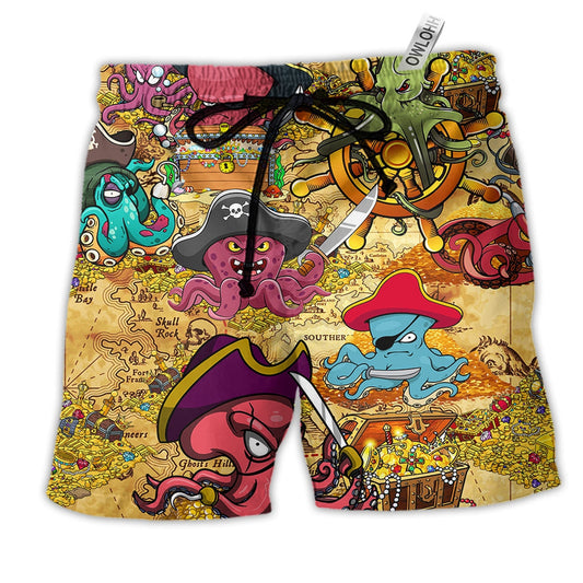 Beach Short / Adults / S Octopus Captain Pirates Cool - Beach Short Reefox - Owls Matrix LTD
