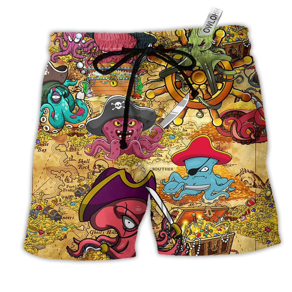Beach Short / Adults / S Octopus Captain Pirates Cool - Beach Short Reefox - Owls Matrix LTD