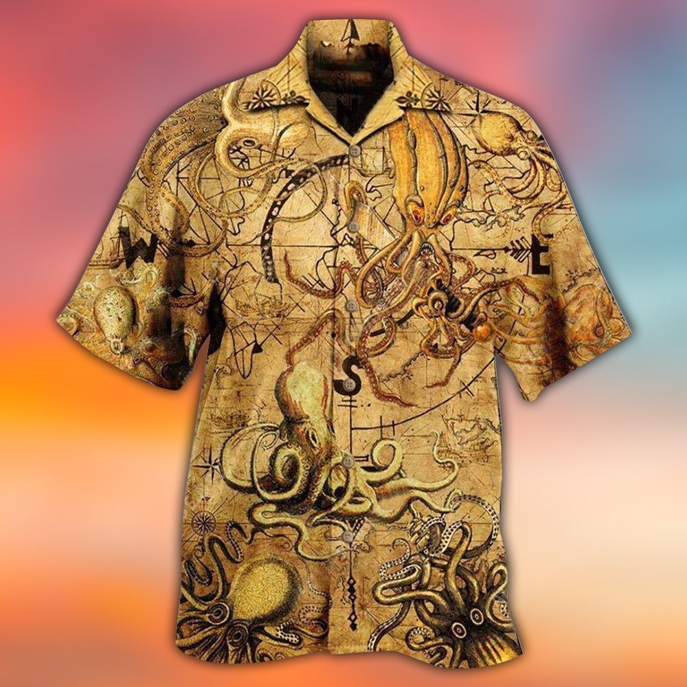 Octopus Hunting Treasure Vintage - Hawaiian Shirt - Reefox