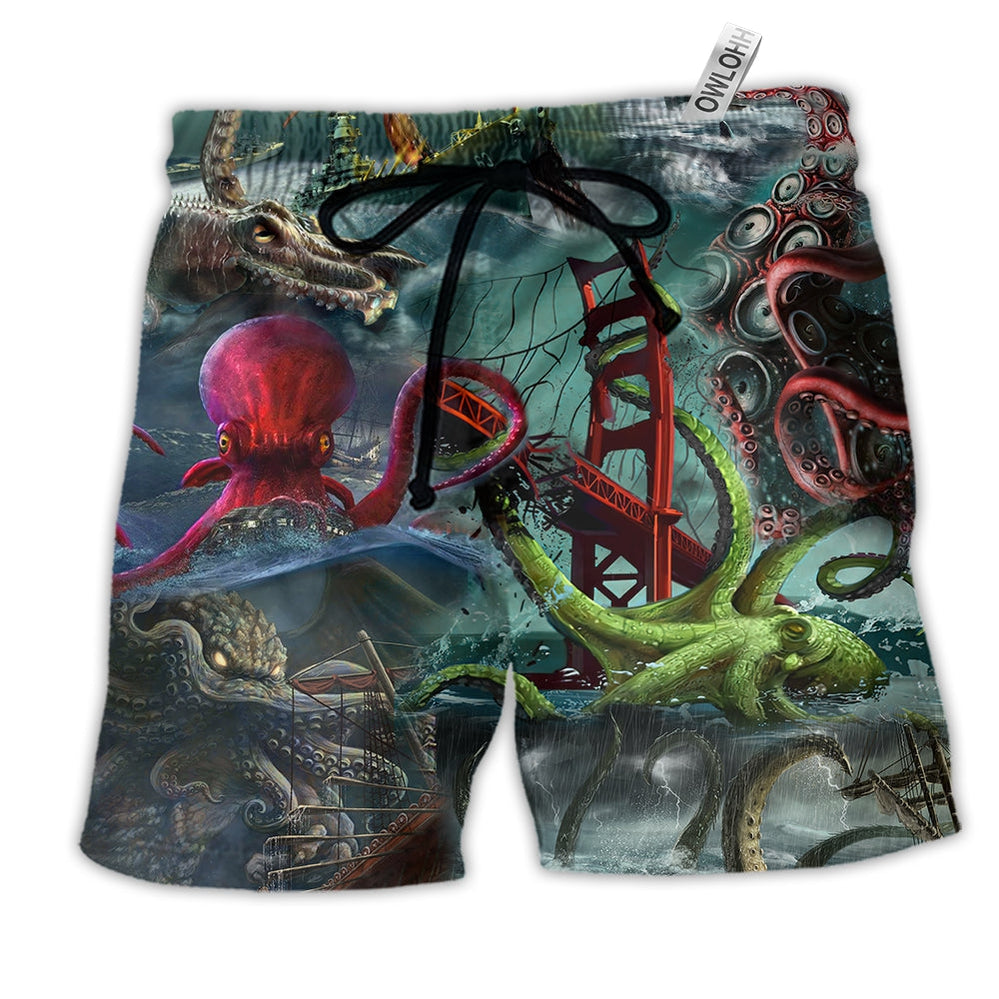 Beach Short / Adults / S Octopus Seas The Day Just Like The Octopus In Deep Sea - Beach Short Reefox - Owls Matrix LTD