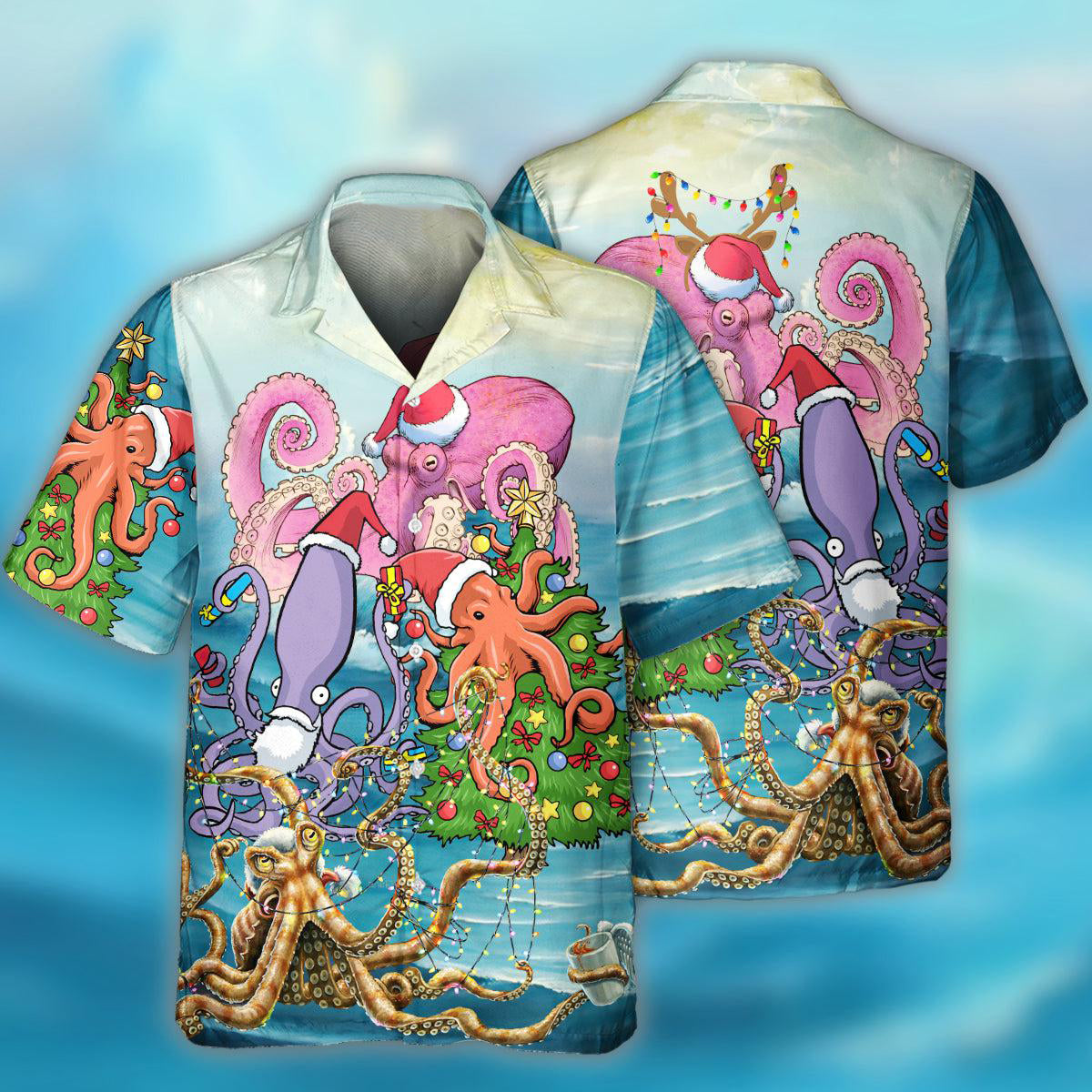 Octopus Merry Xmas Fullcolor Style - Hawaiian Shirt - Reefox