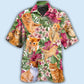 Cat Tropical Floral Orange Cat - Hawaiian Shirt - Reefox