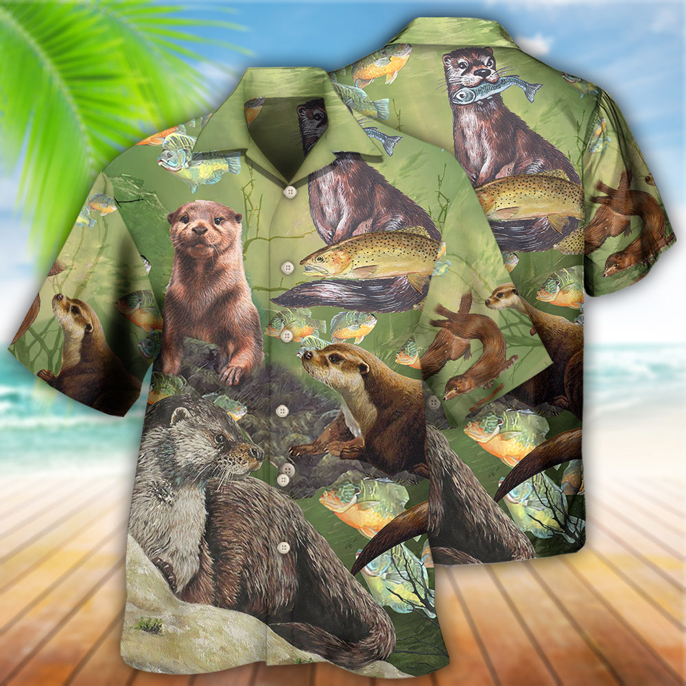 Otter A Busy Fishing Day Of Lovely Otter - Hawaiian Shirt - Reefox