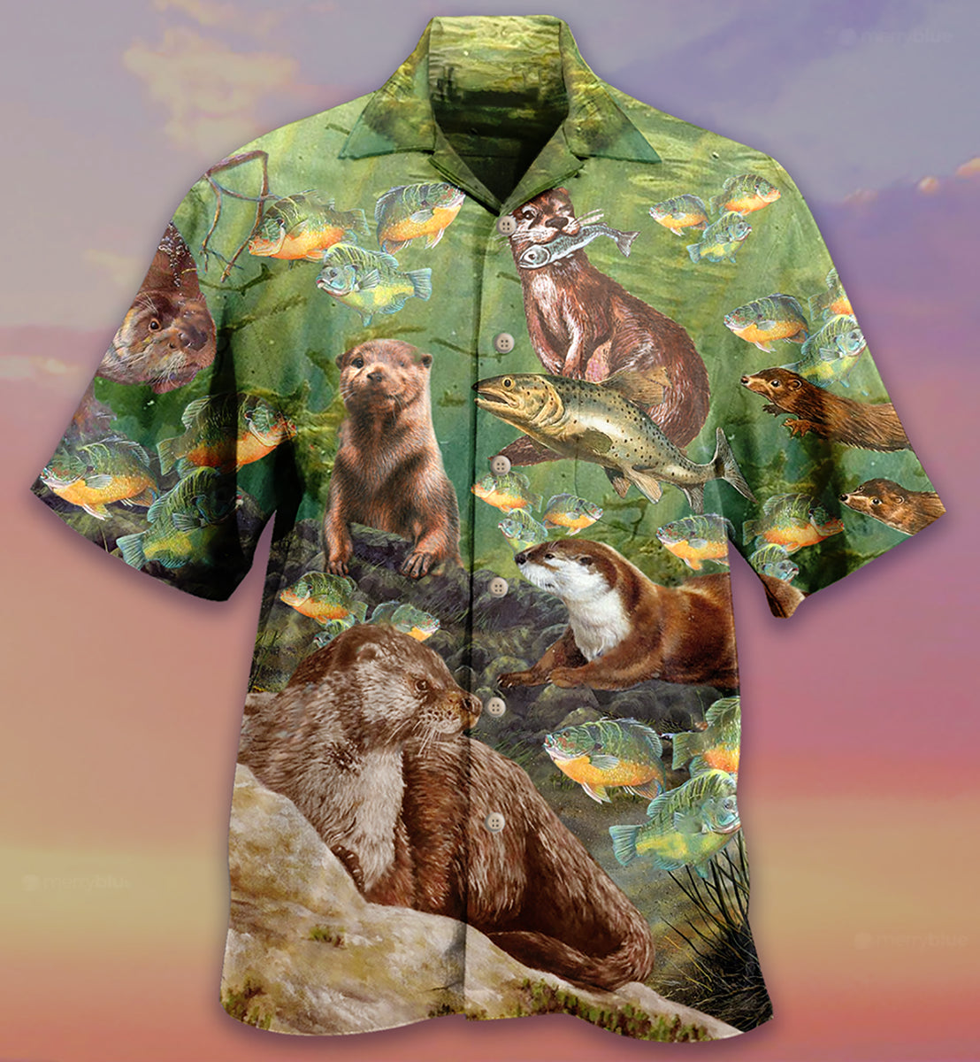 Otter A Busy Fishing Day Of Lovely Otter - Hawaiian Shirt - Reefox