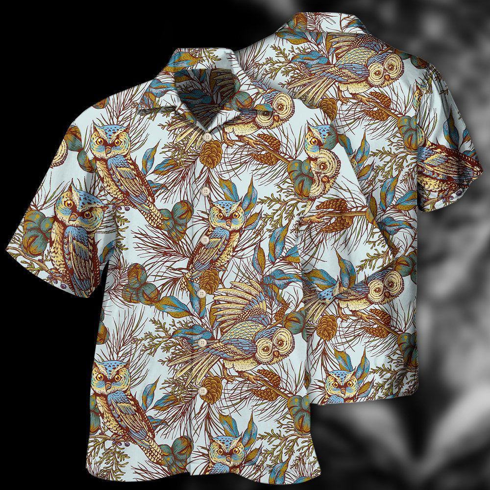 Owl Vintage Leaf Style - Hawaiian Shirt - Reefox