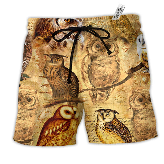 Beach Short / Adults / S Owl Vintage Wise So Beautiful - Beach Short Reefox - Owls Matrix LTD