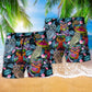Owl And Flowers Colorful - Beach Short Reefox - Owls Matrix LTD
