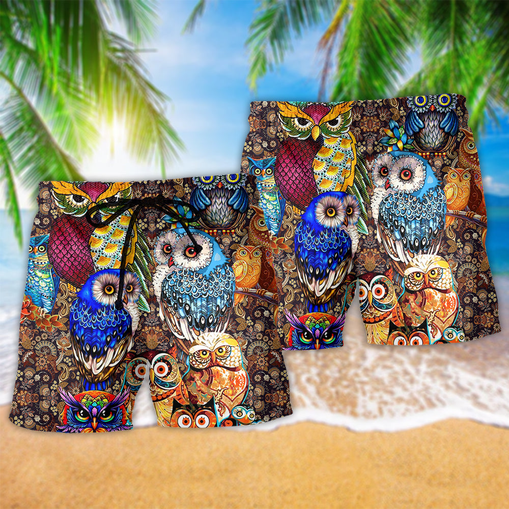 Owl Full Color Love - Beach Short Reefox - Owls Matrix LTD