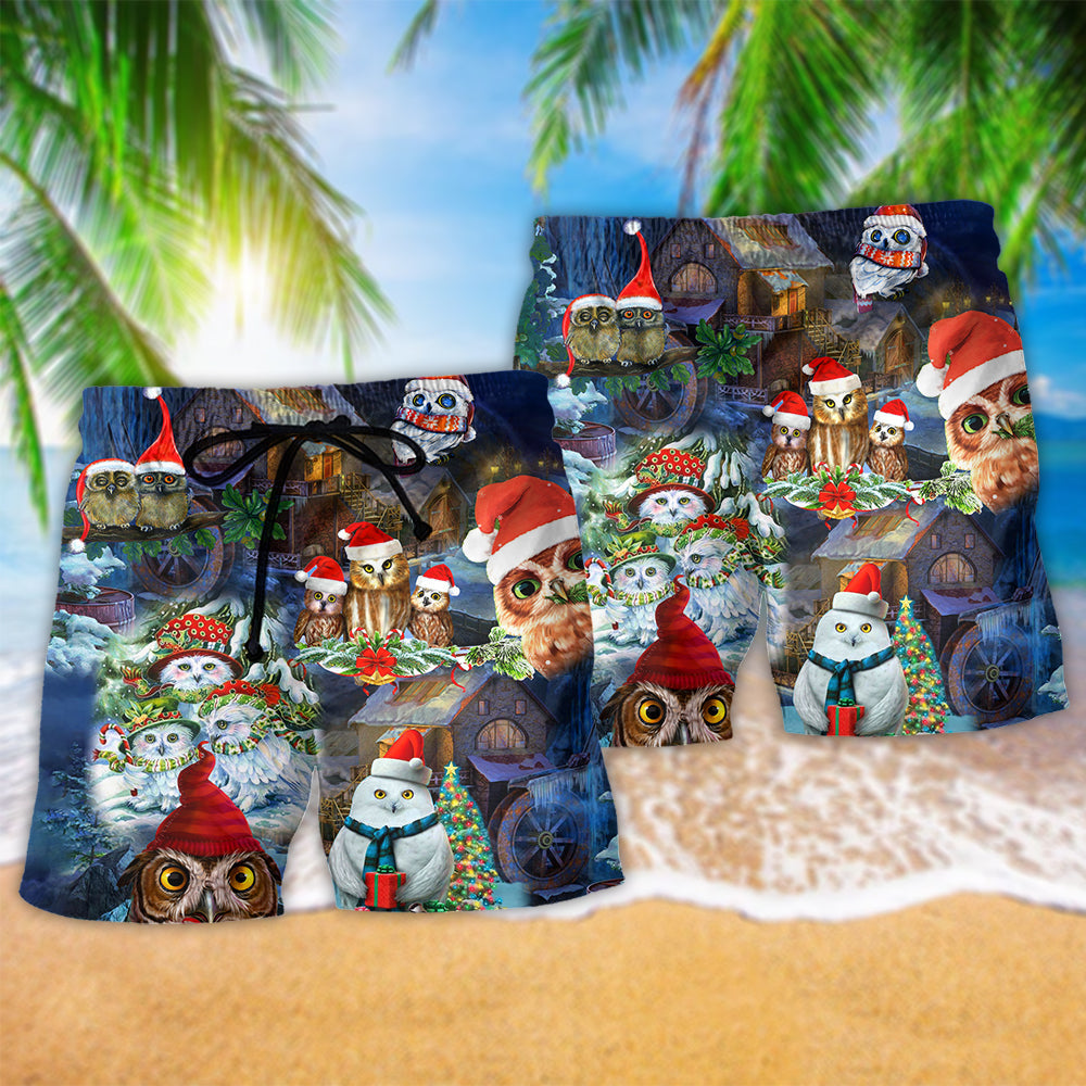 Owl Love Christmas Happy So Cute So Cool - Beach Short Reefox - Owls Matrix LTD
