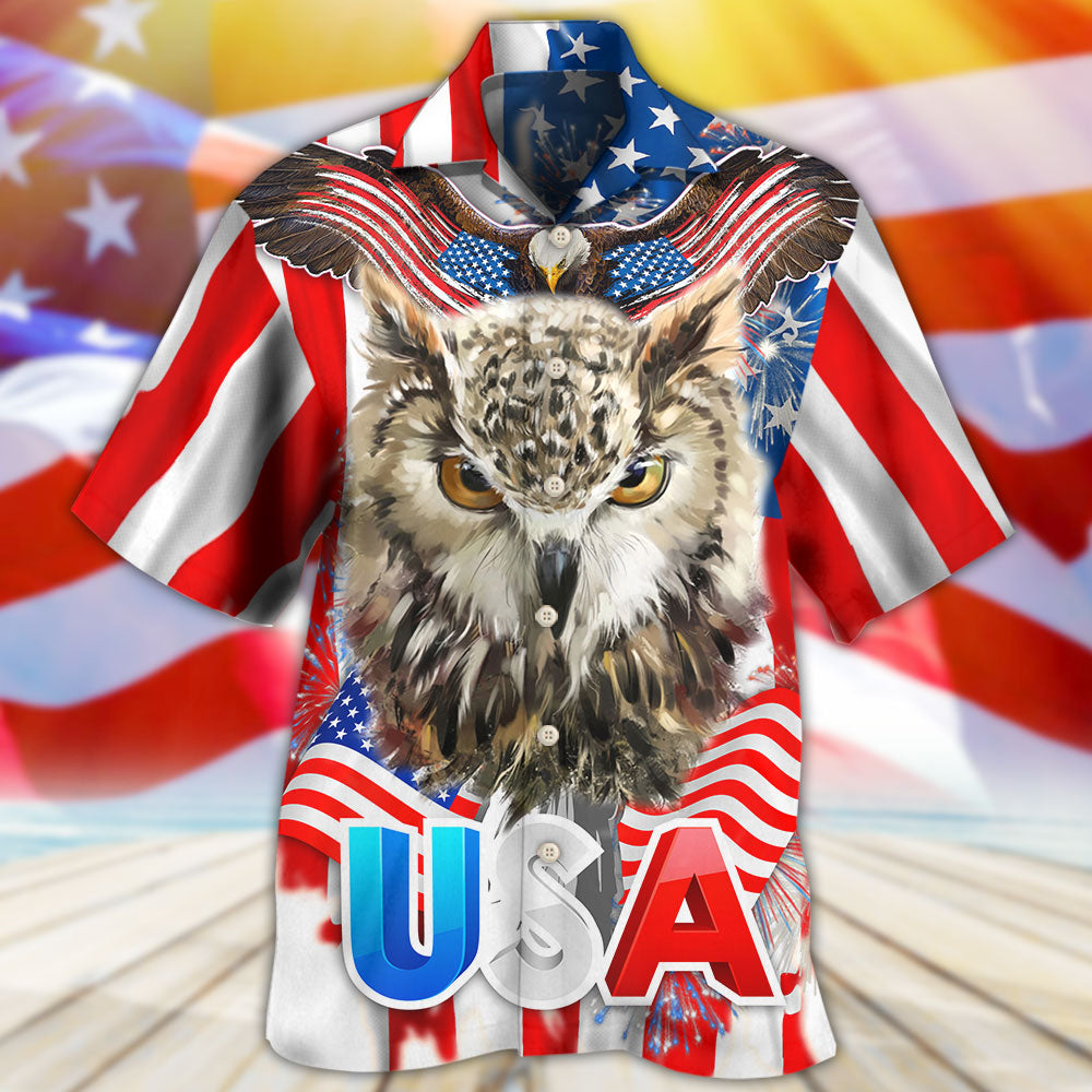 Owl America Independence Day - Hawaiian Shirt - Reefox