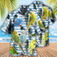 Parrot Parakeet Blue And White Stripe - Hawaiian Shirt - Reefox