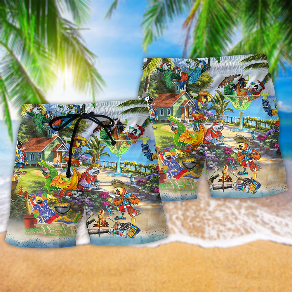 Parrot Party Tropical Summer Beach - Beach Short Reefox - Owls Matrix LTD