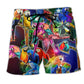 Beach Short / Adults / S Parrot Tropical Neon Light Merry Christmas - Beach Short Reefox - Owls Matrix LTD