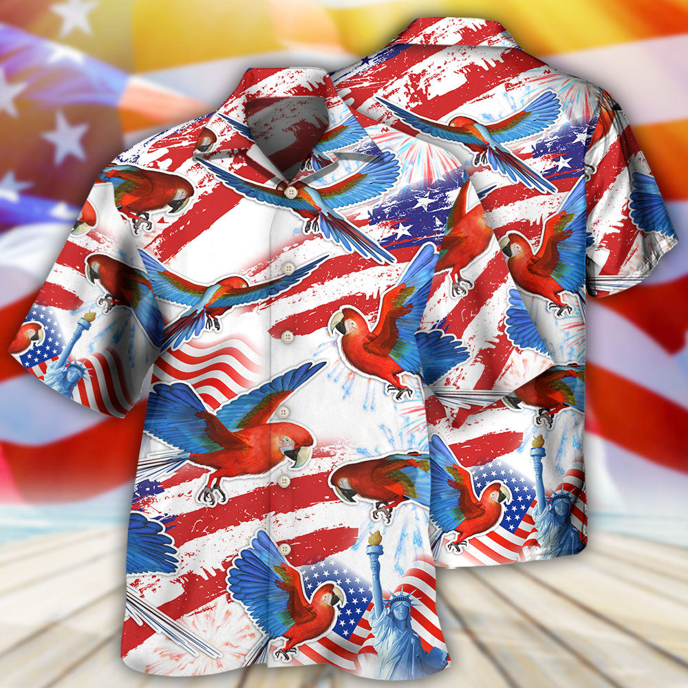 Parrot US Flag Independence Day - Hawaiian Shirt - Reefox