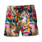 Beach Short / Adults / S Parrot Colorful Tropical Leaf - Beach Short Reefox - Owls Matrix LTD