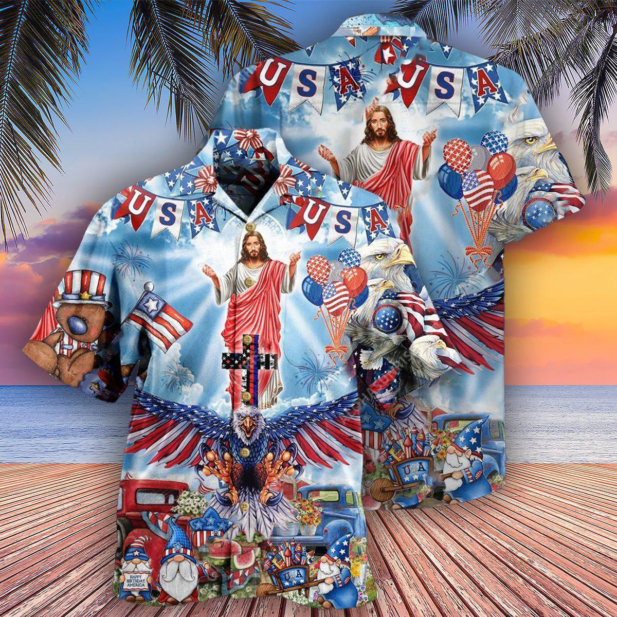 Jesus America Patriotism - Hawaiian Shirt - Reefox