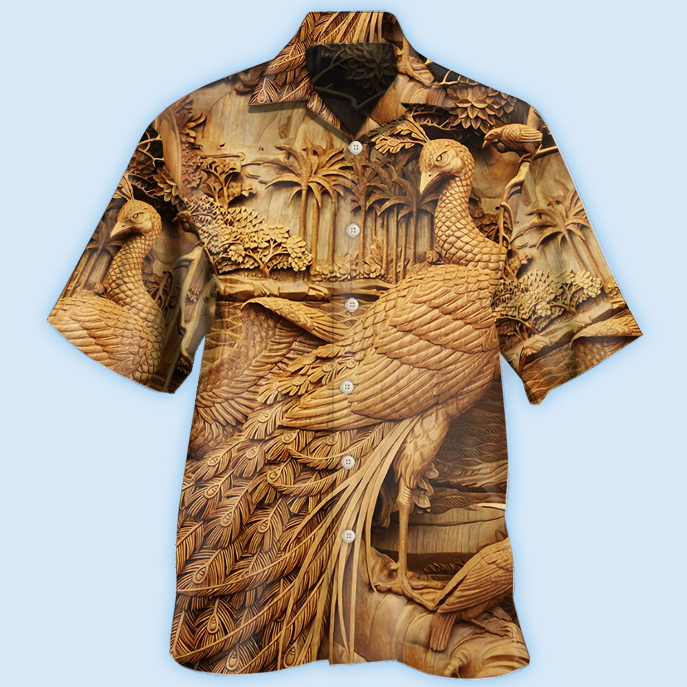 Peacock Woodcarving - Hawaiian shirt - Reefox