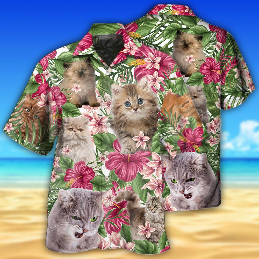 Cat Tropical Floral Persisan Cat - Hawaiian Shirt - Reefox