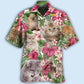 Cat Tropical Floral Persisan Cat - Hawaiian Shirt - Reefox