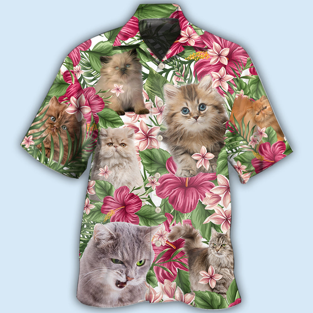 Cat Tropical Floral Persisan Cat - Hawaiian Shirt - Reefox